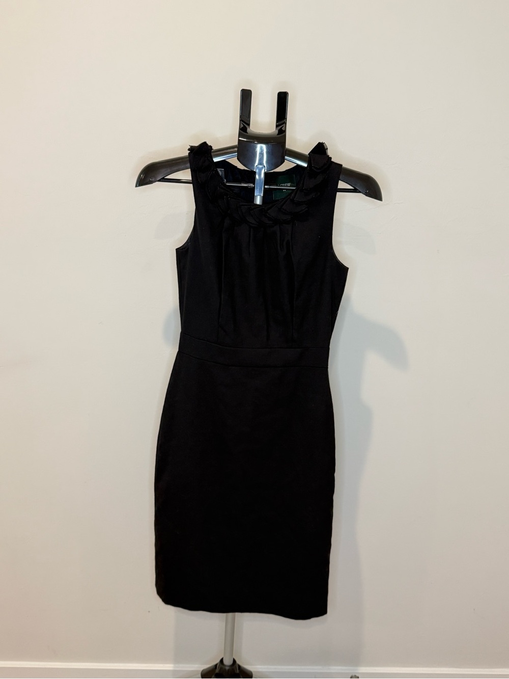 J. Crew Black Sleeveless Sheath Dress with Braided Neckline